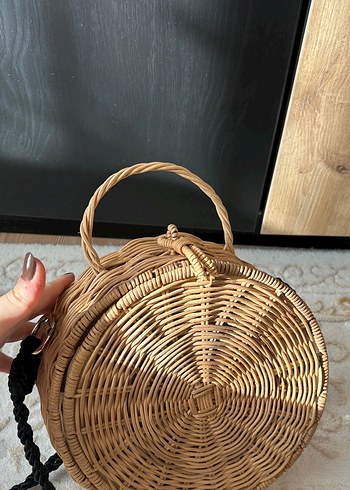 Bej Nakışlı Bohem Örgü Kadın Çanta - Görsel 3