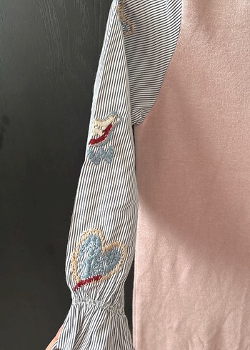 Nakışlı Pembe Triko Kadın Elbise - Görsel 5