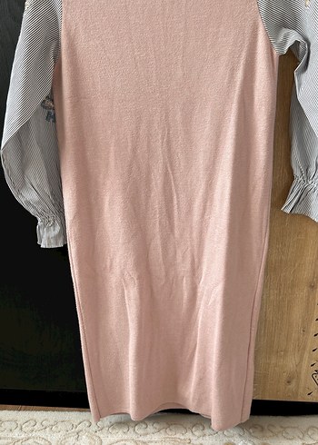 Nakışlı Pembe Triko Kadın Elbise - Görsel 2