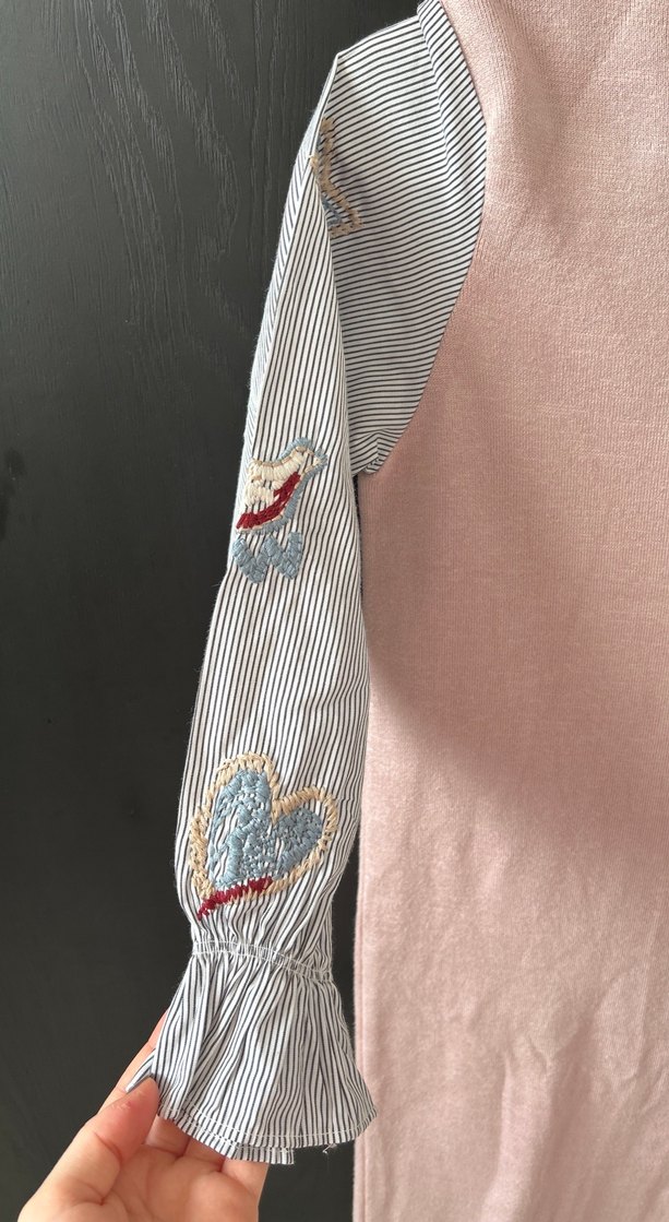 Nakışlı Pembe Triko Kadın Elbise - Görsel 5