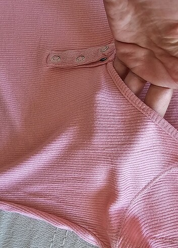 l Beden pembe Renk Düğmeli uzun rahat pembe body 