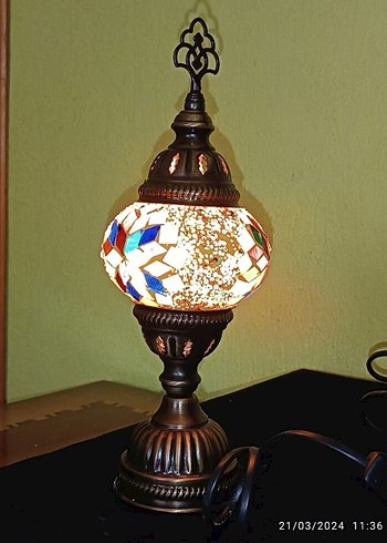 Renkli Mozaik Desenli Masa Lambası - Görsel 2