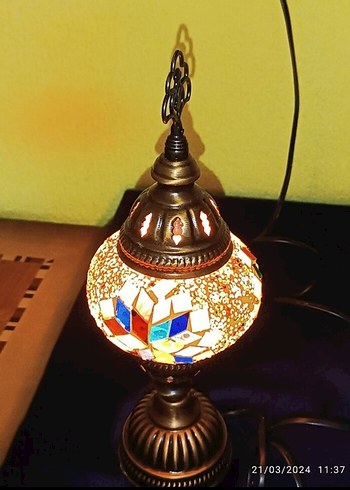 Renkli Mozaik Desenli Masa Lambası - Görsel 3