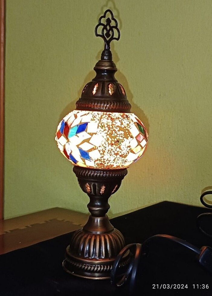 Renkli Mozaik Desenli Masa Lambası - Görsel 2