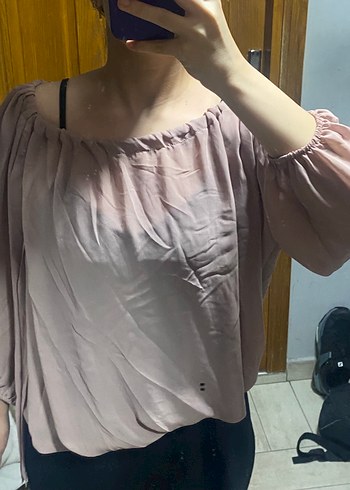 Diğer Pudra Pembe Volanli Bluz Rahat Ve Sik