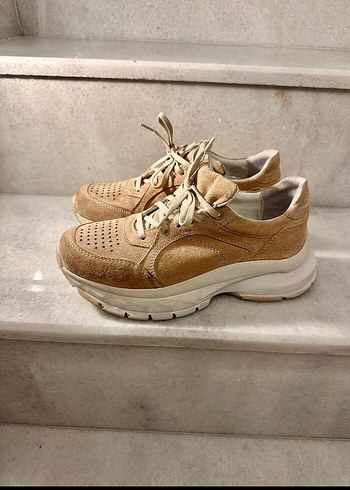 Bej Süet Kadın Platform Sneaker - Görsel 5