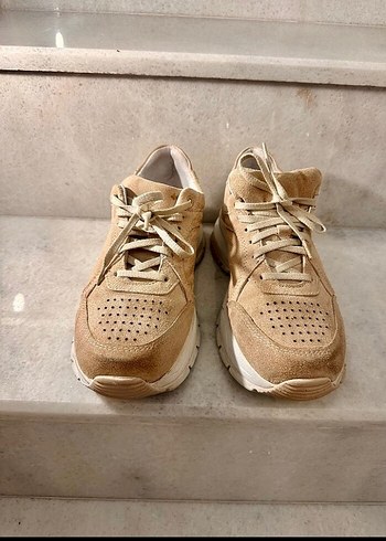 Bej Süet Kadın Platform Sneaker - Görsel 6