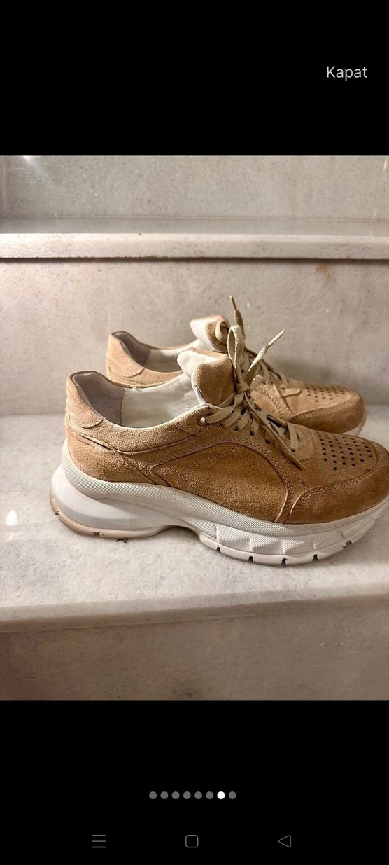 Bej Süet Kadın Platform Sneaker - Görsel 3