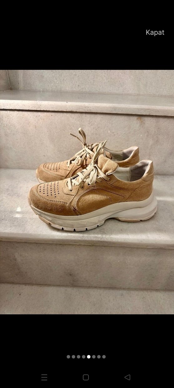 Bej Süet Kadın Platform Sneaker - Görsel 5