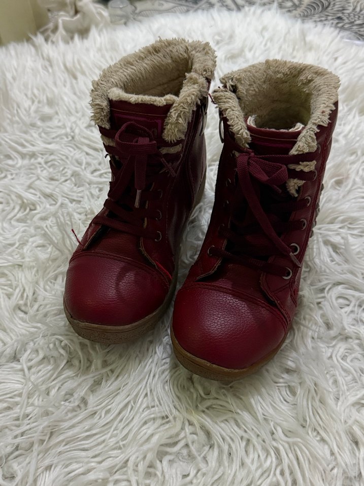 33 Numara Bordo Kürklü Çocuk Bot - Görsel 2