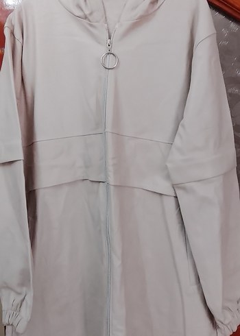 Kadın Beyaz Uzun Fermuarlı Ceket - Görsel 2