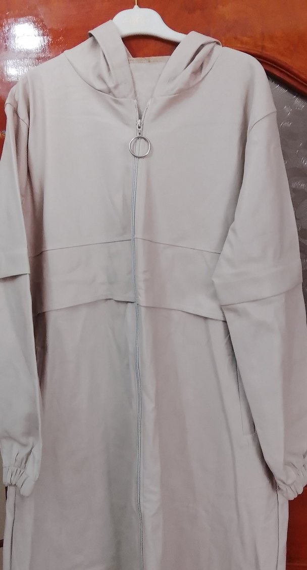 Kadın Beyaz Uzun Fermuarlı Ceket - Görsel 2