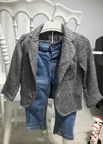 Bebek jean blazer ceket takım