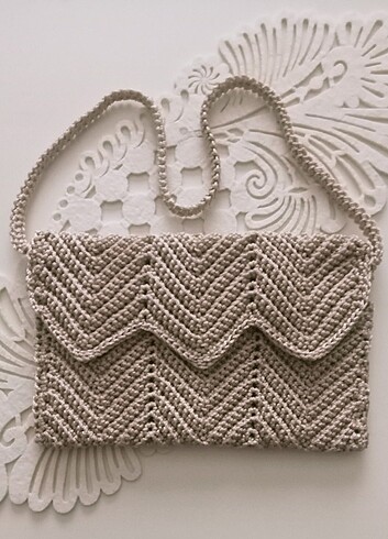 Krem clutch çanta