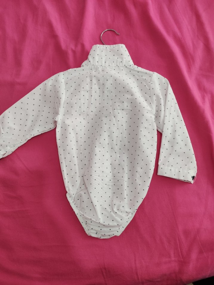 Uzun Kollu Puantiyeli Beyaz Bebek Body - Görsel 2