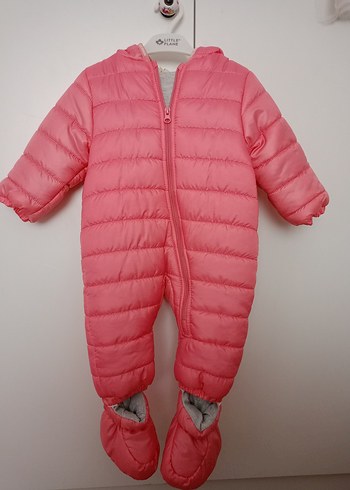 Kapüşonlu Fermuarlı Pembe Bebek Tulumu - Görsel 2