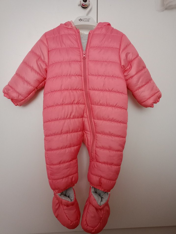 Kapüşonlu Fermuarlı Pembe Bebek Tulumu - Görsel 2