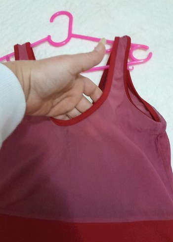 Kırmızı Drapeli Straplez Midi  Elbise - Görsel 3