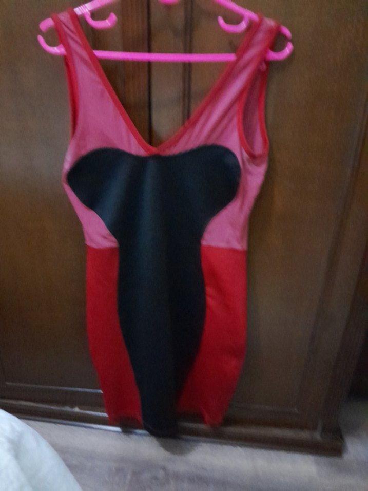 Kırmızı Drapeli Straplez Midi  Elbise - Görsel 5