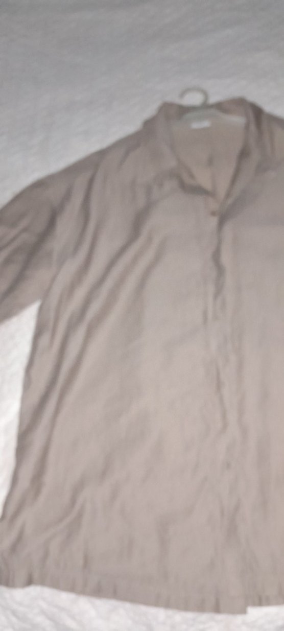 Bej Keten Düğmeli Kısa Kollu erkek Gömlek - Görsel 2