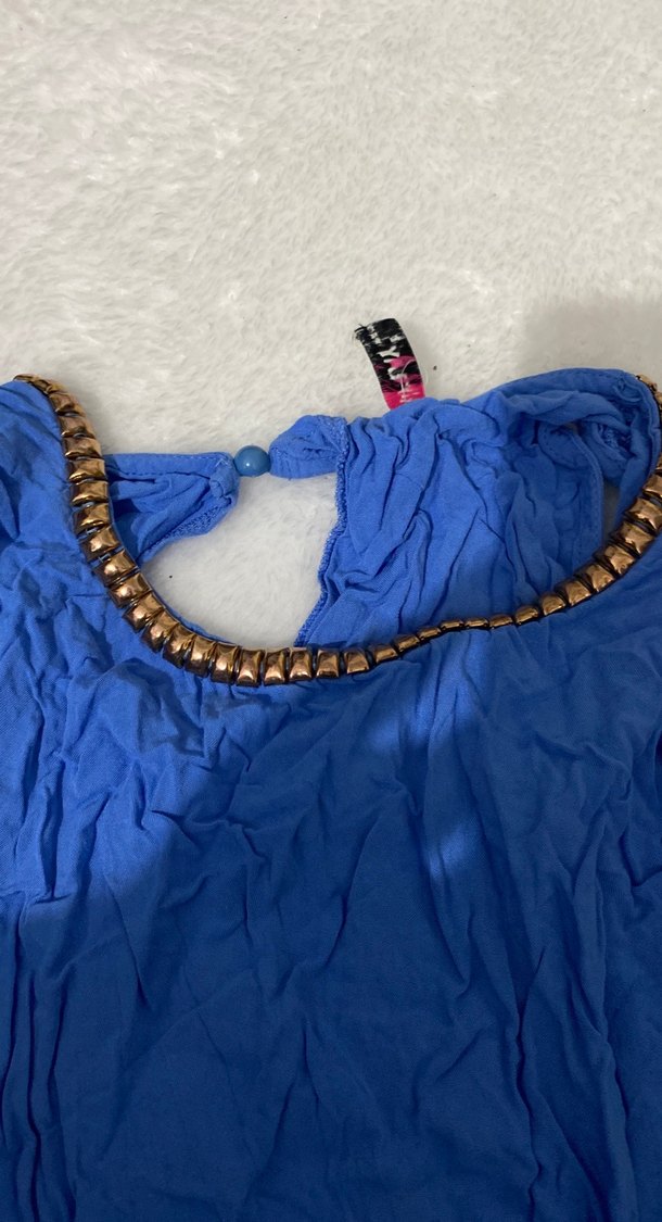 Mavi Keten Kadın Midi Tulum - Görsel 2