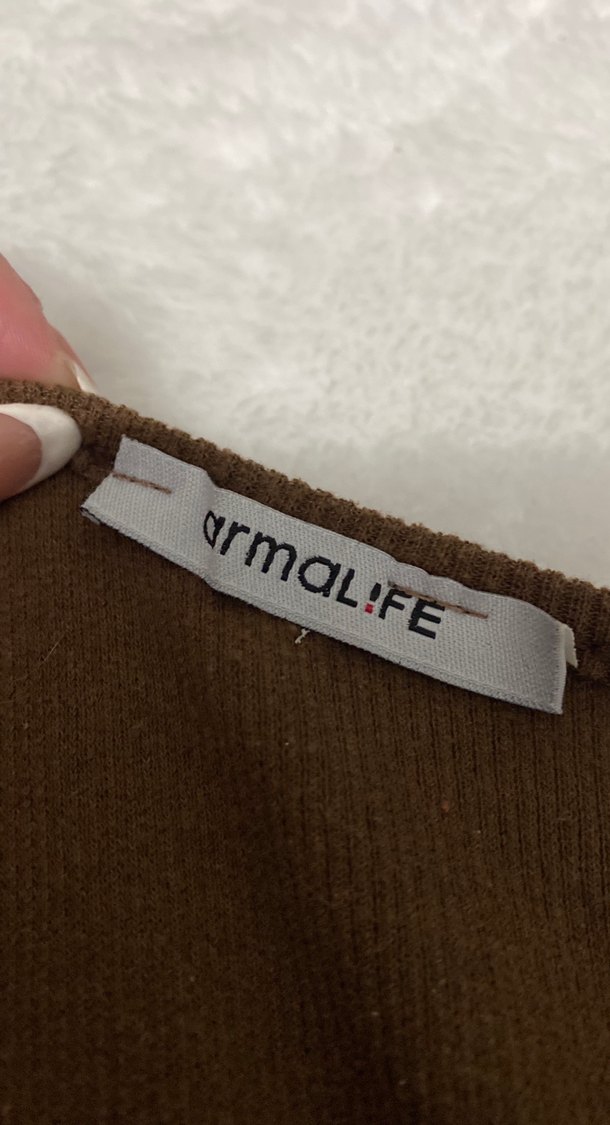 Kahverengi, Uzun Kollu, Kayık Yaka Kadın Kazak - Görsel 2