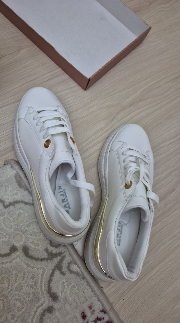 Beyaz Bağcıklı Platform Kadın Spor Ayakkabı - Görsel 3