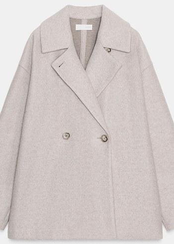 Gri Notch Yaka Midi Kadın Kot Kaban - Görsel 2