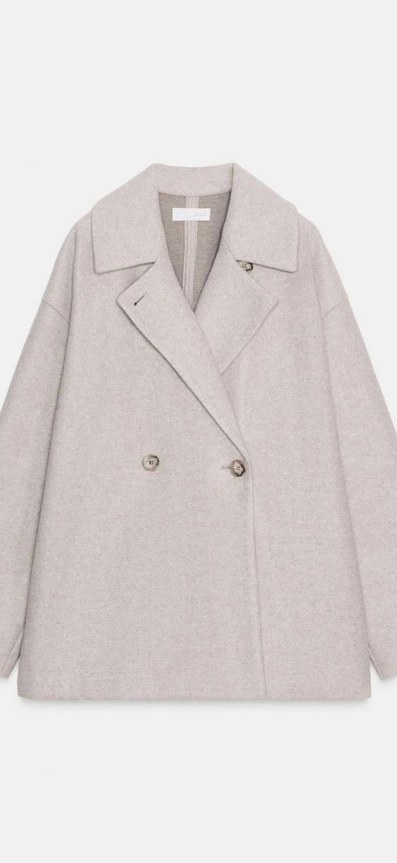 Gri Notch Yaka Midi Kadın Kot Kaban - Görsel 2