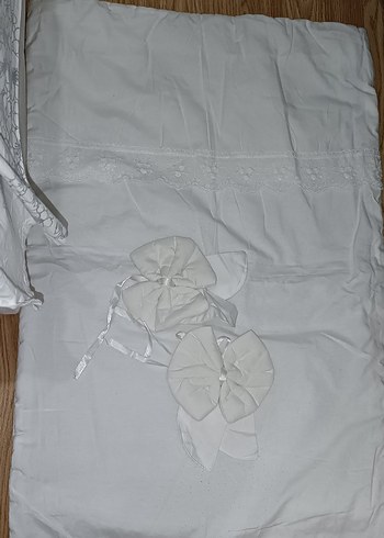 Beyaz Fransız dantel bebek beşik uyku seti - Görsel 3