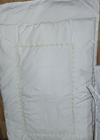Beyaz Fransız dantel bebek beşik uyku seti - Görsel 2