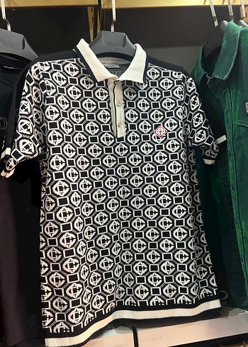 Desenli Siyah Erkek Polo Tişört
