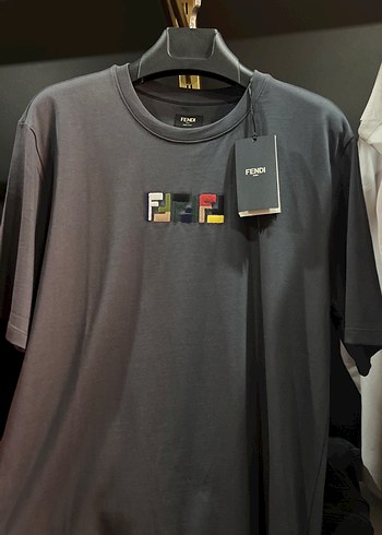 Fendi Gri Baskılı Erkek Tişört