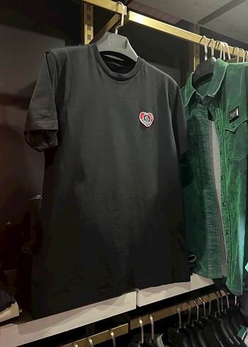 Moncler Düğmeli Siyah Street Wear Erkek Tişört