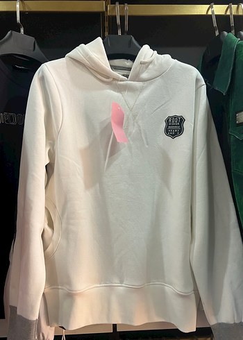 Beyaz Kapüşonlu Uzun Kollu Sweatshirt
