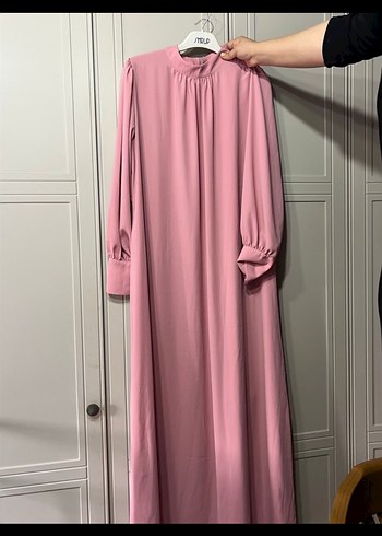 46 Beden pembe Renk Pudra Pembe Uzun Kollu Salaş Elbise