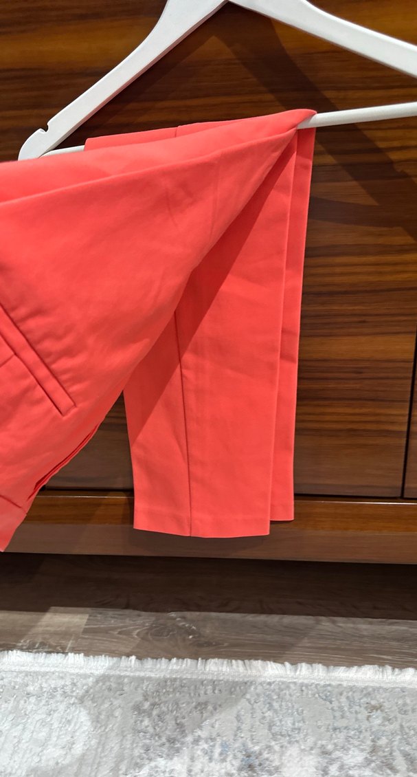 Kadın Kırmızı Pilili Midi Kumaş Pantolon - Görsel 2