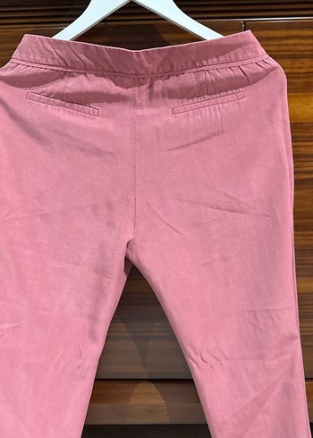 Düğmeli Pembe Süet Kadın Pantolon - Görsel 5