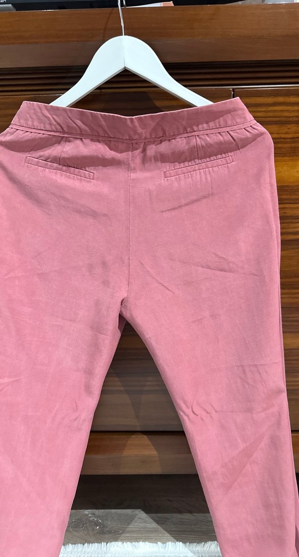 Düğmeli Pembe Süet Kadın Pantolon - Görsel 5