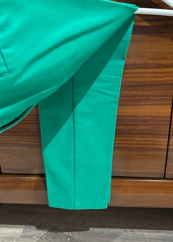 Yeşil Midi Kumaş Kadın Pantolon - Görsel 2