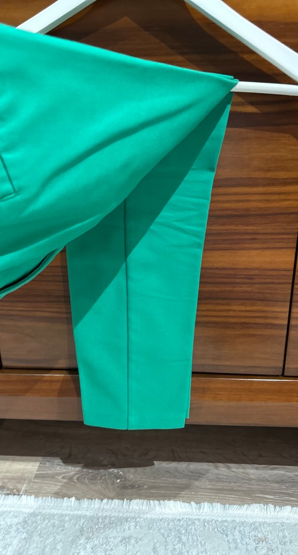 Yeşil Midi Kumaş Kadın Pantolon - Görsel 2