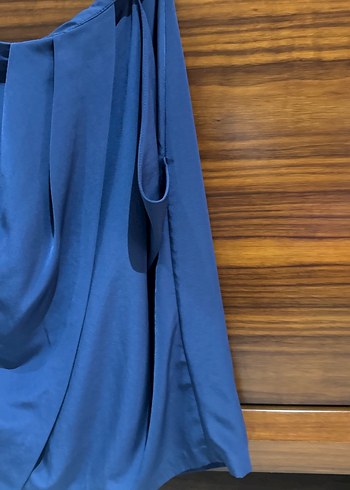 Mavi Midi Drapeli Kadın Etek - Görsel 3