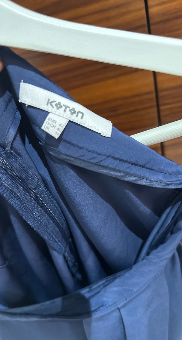 Mavi Midi Drapeli Kadın Etek - Görsel 4