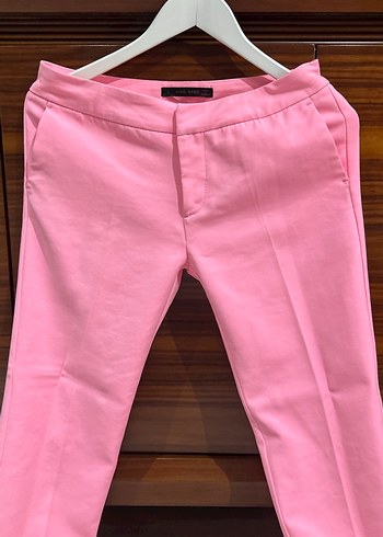 Pembe Midi Kumaş Kadın Pantolon - Görsel 3