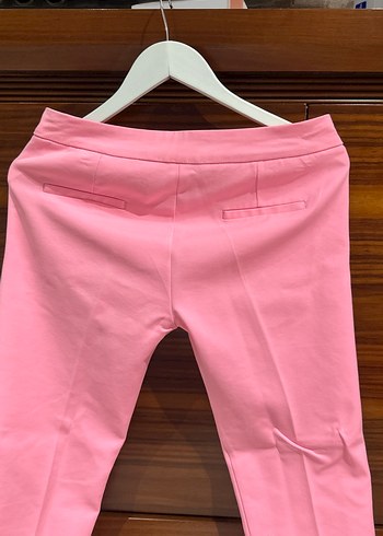 Pembe Midi Kumaş Kadın Pantolon - Görsel 7