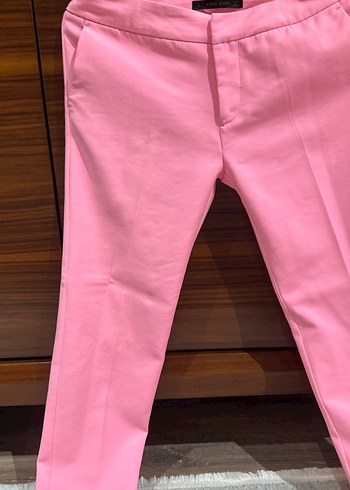 Pembe Midi Kumaş Kadın Pantolon - Görsel 2