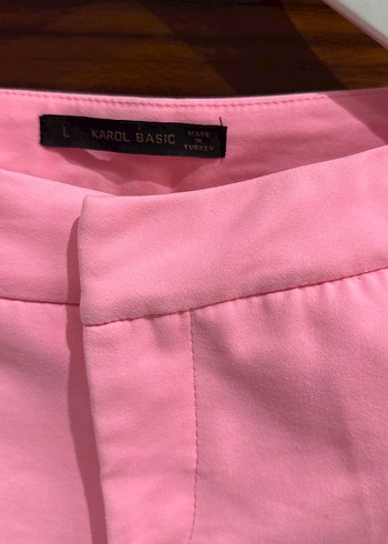 Pembe Midi Kumaş Kadın Pantolon - Görsel 6