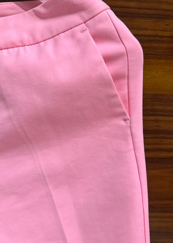 Pembe Midi Kumaş Kadın Pantolon - Görsel 5