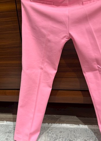 Pembe Midi Kumaş Kadın Pantolon - Görsel 8