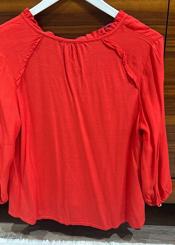Kırmızı V Yakalı Salaş Kadın Bluz - Görsel 6